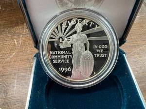 lot 54 image: 1996 National Community Service Proof Silver Dollar