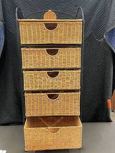 lot 54 image: 5-Drawer Wicker Basket Organizer
