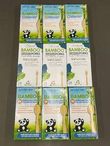 lot 69 image: Lot of Bamboo Disposable Cutlery - Forks, Knives, and Spoons