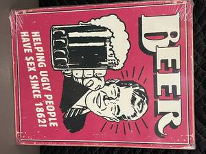 lot 82 image: Vintage Beer Humor Metal Sign