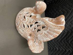 lot 93 image: Decorative Carved Clay Bird Figurine by SERRV