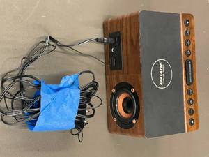 lot 97 image: Anjank Wireless Charge Clock Radio with Bluetooth Speaker