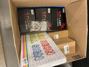 lot 158 image: I 4 - LED Neon Wall Sign and 3D Lamp Illusions Lot