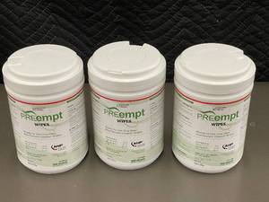lot 21 image: Lot of 3 PREempt Disinfectant Cleaner Wipes - 160 Sheets Each