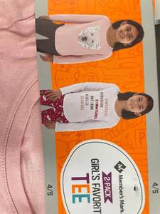 lot 130 image: E2 - Members Mark Girls Favorite Tee 2-Pack Lot - Sizes 45