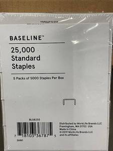 lot 270 image: DE 4 - Baseline 25,000 Standard Staples Lot - 5 Packs of 5000 Staples Each