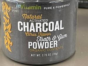 lot 313 image: Lot of 8 - inVitamin Natural Activated Charcoal Tooth & Gum Powder, Citrus Flavor, 2.75 oz