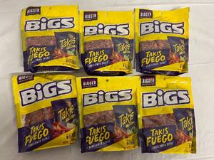 6 Bags of Bigs Sunflower Seeds - Takis Fuego