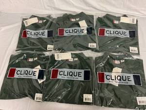 6 Dark Green Polo Shirts - Small