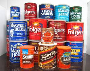 lot 9 image: Large Lot of Vintage Coffee Cans