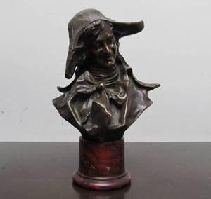 lot 25 image: Wonderful Early Antique Smaller Bronze Bust Sculpture by Georges Van Der Straeten