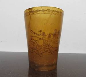 lot 33 image: Genuine Early 19th Century Carved Horn Cup 