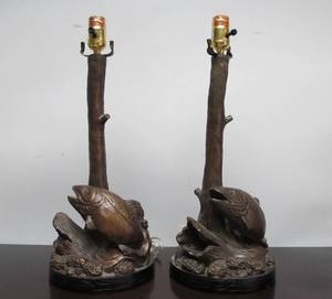 lot 58 image: Matching Pair of Trout Table Lamps
