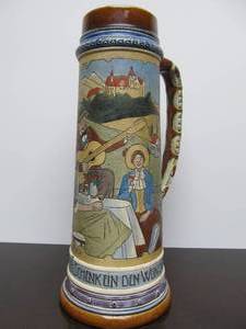 lot 83 image: Large Original Antique J.W. REMY German Beer Stein - 2.5 Liters