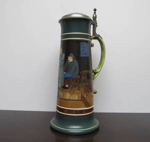lot 84 image: Large Original Antique METTLACH German Beer Stein - Bowling Scene - 3.1 Liters