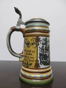 lot 90 image: Original Antique METTLACH German Beer Stein - 12 Liter