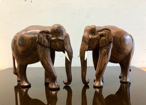lot 233 image: Pair of Larger Carved African Hardwood Elephants