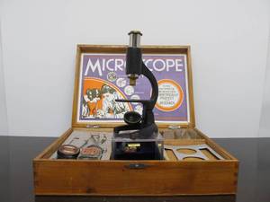lot 120 image: Vintage 1950s-60s Microscope Set wCase