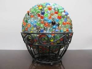 lot 142 image: Very Cool Folk Art Marble Encrusted Bowling Ball