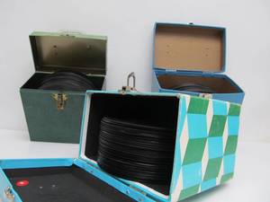 lot 215 image: 3 Vintage Record Cases FULL of Vintage 45 Records