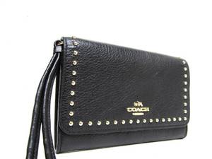 lot 223 image: Unused Genuine COACH Studded Black Leather Wallet