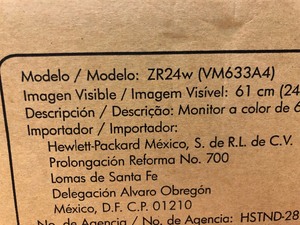 lot 305 image: New in Box HP Monitor - Model ZR24W
