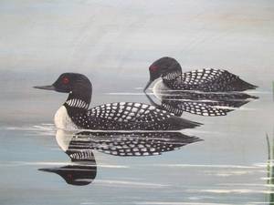lot 211 image: Vintage Original Common Loon Painting Signed, JD Templeton 22