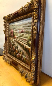 lot 401 image: Beautiful Framed Signed Original Oil on Canvas Vinyard Scene Painting in Ornate Frame