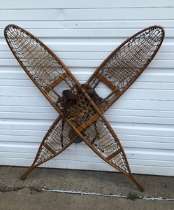 lot 437 image: Very Nice Pair of Old WW2 era US Marked Wooden Snowshoes
