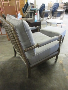 lot 207 image: UPHOLSTERED CHAIR WITH OTTOMAN
