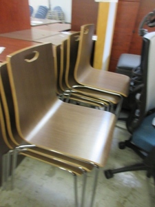 lot 236 image: WOOD STACKING CHAIR WITH METAL FRAME