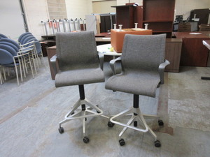 lot 242 image: HERMAN MILLER, HEIGHT ADJUSTABLE, UPHOLSTERED STOOLS
