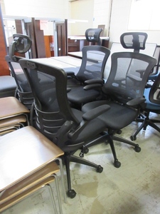 lot 243 image: MESH BACK TASK CHAIRS WITH HEAD RESTS