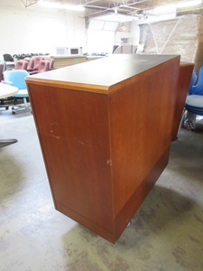 lot 161 image: CHERRY VENEER STORAGE CABINET WITH LAMINATE TOP
