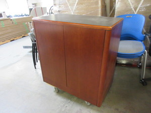 lot 162 image: CHERRY VENEER STORAGE CABINET WITH VENEER TOP