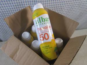 lot 44 image: (EC1) 6 Cans of Alba Botanica Sunsc...