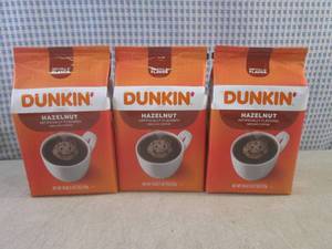 lot 139 image: (B-2) 3 Bags of Dunkin Hazelnut Gr...