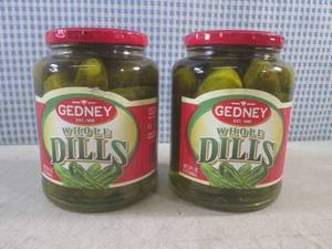 lot 147 image: (C-3) 2 Jars of Gedney Whole Dills ...