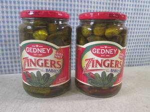 lot 151 image: (C-3) 2 Jars of Gedney Zingers Dill...