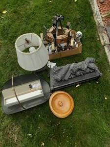 lot 74 image: Assortment of Lights and Fireplace