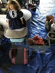 lot 45 image: Vintage High Chair 2 Dolls, Doll Stroller, and Booster Seat