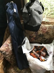 lot 47 image: Camping Chair, Bag of small bags of Charcoal, & Insulated bags