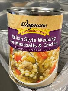 lot 26 image: Lot of Wegmans Italian Style Wedding Soup with Meatballs & Chicken, 12 Cans