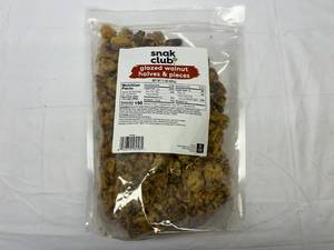 SSS. 2x 2lbs Snak Club Glazed Walnuts Halves & Pieces
