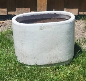 lot 85 image: Contemporary Glazed Oval Terra Cotta Garden Planter Pair