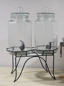 lot 129 image: Stylish Cold Beverage Service Accessories - Ice Bucket & Beverage Dispenser
