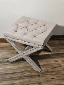 lot 49 image: Tufted & Silver Tac Modern Ottomans