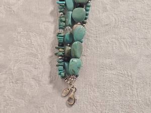 lot 2 image: Turquoise & Obsidian Four String Silpada Necklace