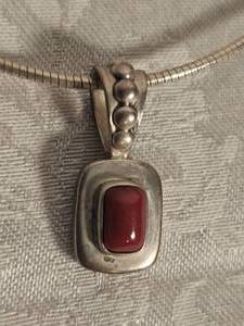 lot 5 image: Silpada Red Coral & Sterling Necklace