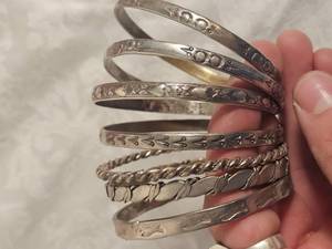lot 17 image: Sterling Marked Bangle Bracelets (Seven Count)